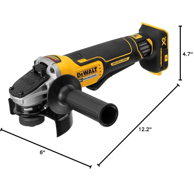 DEWALT 20V MAX Angle Grinder Tool Cordless Brushless, 4 12 Inch, with Paddle Switch and Kickback Brake, Tool Only (DCG413B)