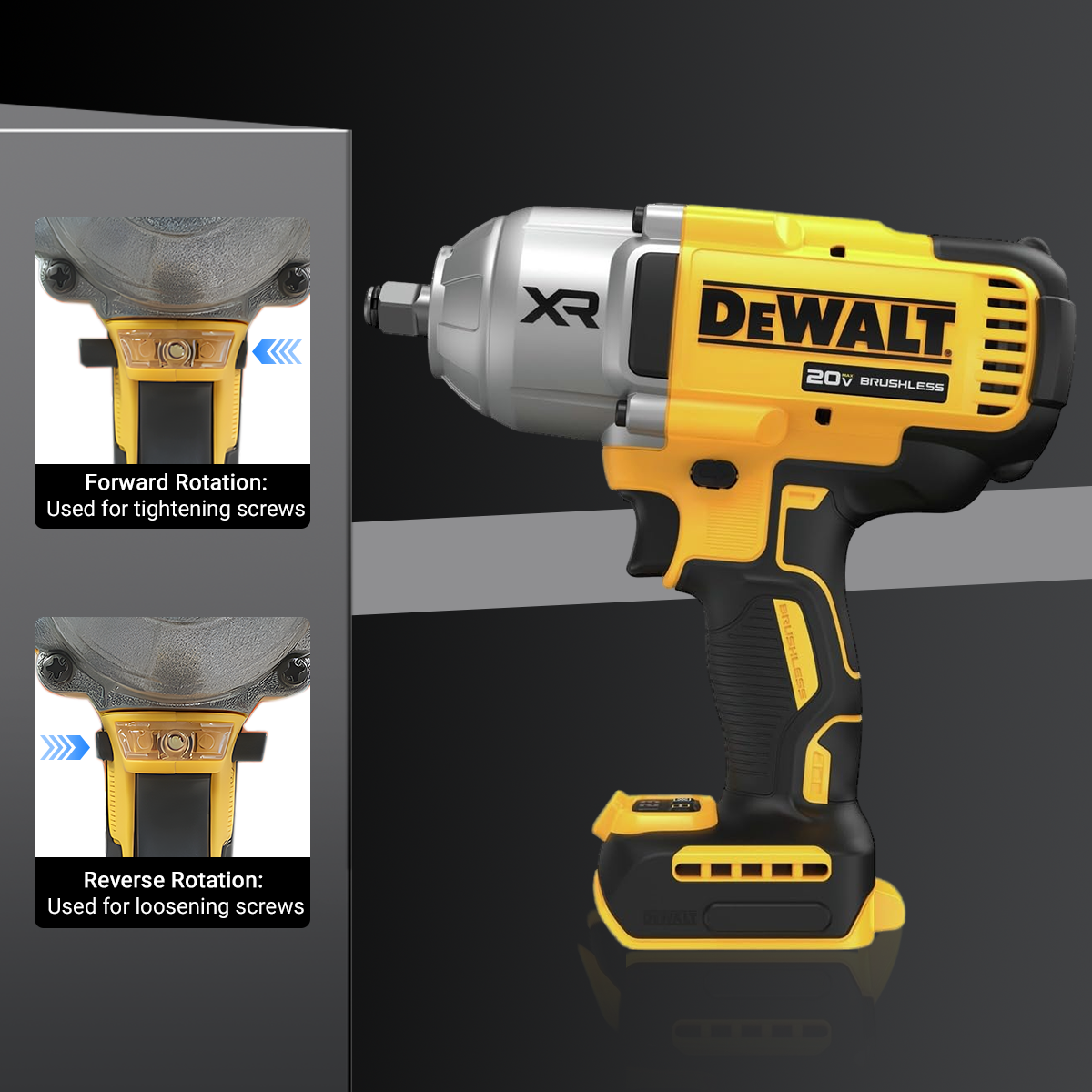 DEWALT 20V MAX Cordless Impact Wrench, 12 Impact Gun, High Torque with Hog Ring Anvil, Tool Only (DCF900)
