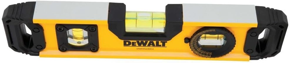 DeWalt DWHT43003 9" Yellow Aluminum Magnetic Torpedo Level with V-Groove Base