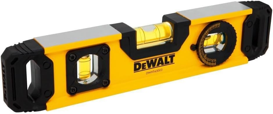 DeWalt DWHT43003 9" Yellow Aluminum Magnetic Torpedo Level with V-Groove Base