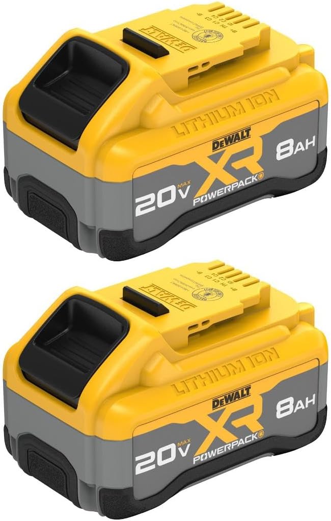 DEWALT 20V MAX XR 8Ah POWERPACK Lithium Ion Battery, 2-Pack