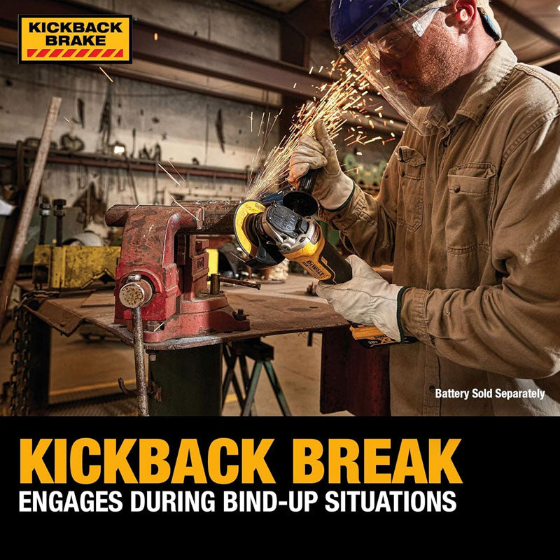 DEWALT 20V MAX Angle Grinder Tool Cordless Brushless, 4 12 Inch, with Paddle Switch and Kickback Brake, Tool Only (DCG413B)