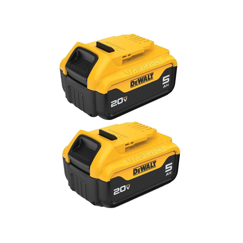DEWALT 20V MAX XR 5 Ah Lithium Ion Battery 2-Pack Premium High Capacity Cordless Tool Battery Packs (DCB205)