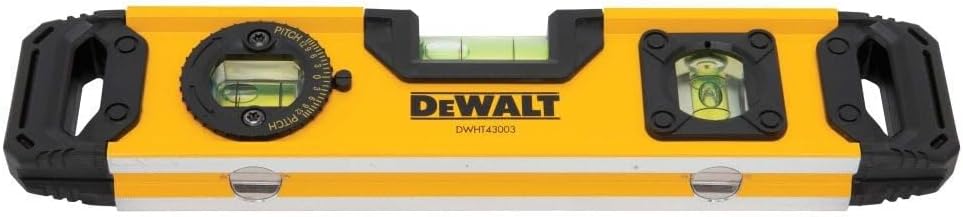 DeWalt DWHT43003 9" Yellow Aluminum Magnetic Torpedo Level with V-Groove Base
