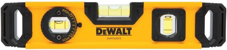 DeWalt DWHT43003 9" Yellow Aluminum Magnetic Torpedo Level with V-Groove Base