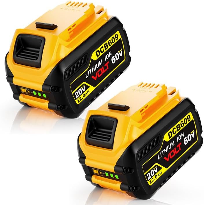 2-Pack 12000mAh 20V/60V MAX Lithium Battery for DeWalt, 60V DeWalt Battery Replacement for DCB606 DCB609 DCB612 Tools