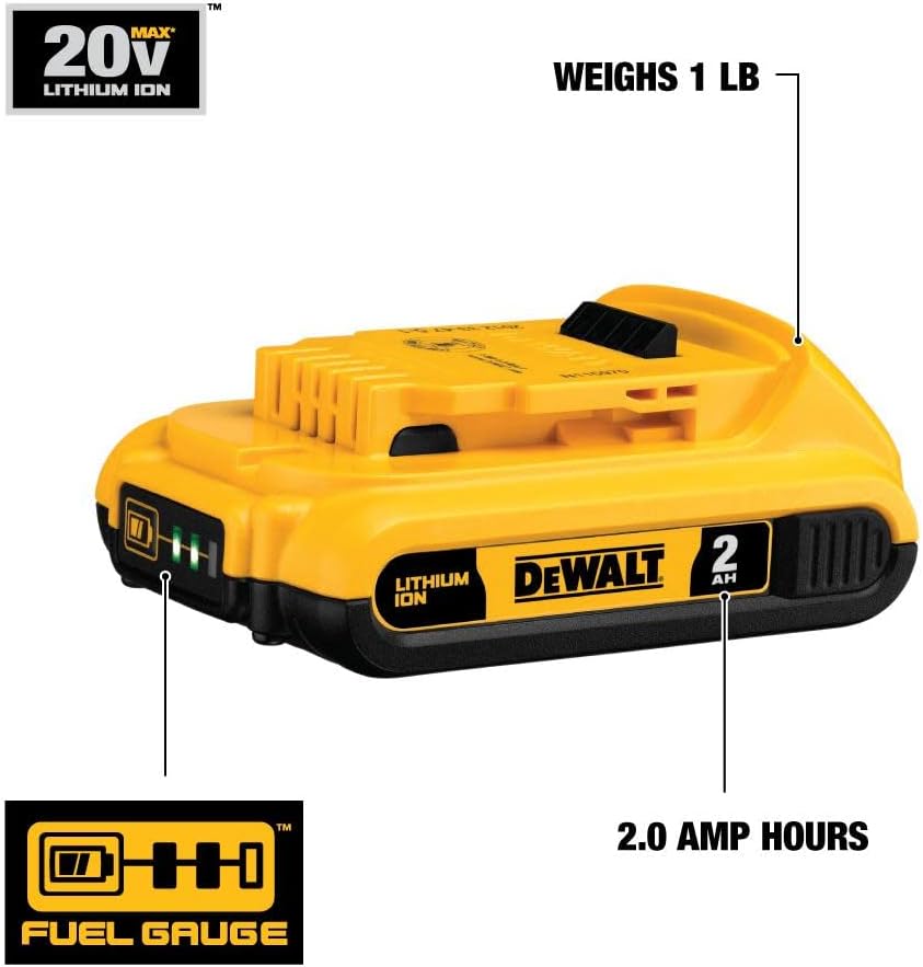 DEWALT 20V MAX Battery, Compact 2.0Ah Double Pack (DCB203-2)