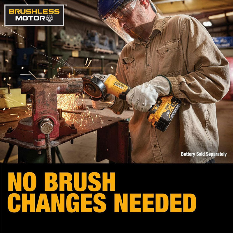 DEWALT 20V MAX Angle Grinder Tool Cordless Brushless, 4 12 Inch, with Paddle Switch and Kickback Brake, Tool Only (DCG413B)
