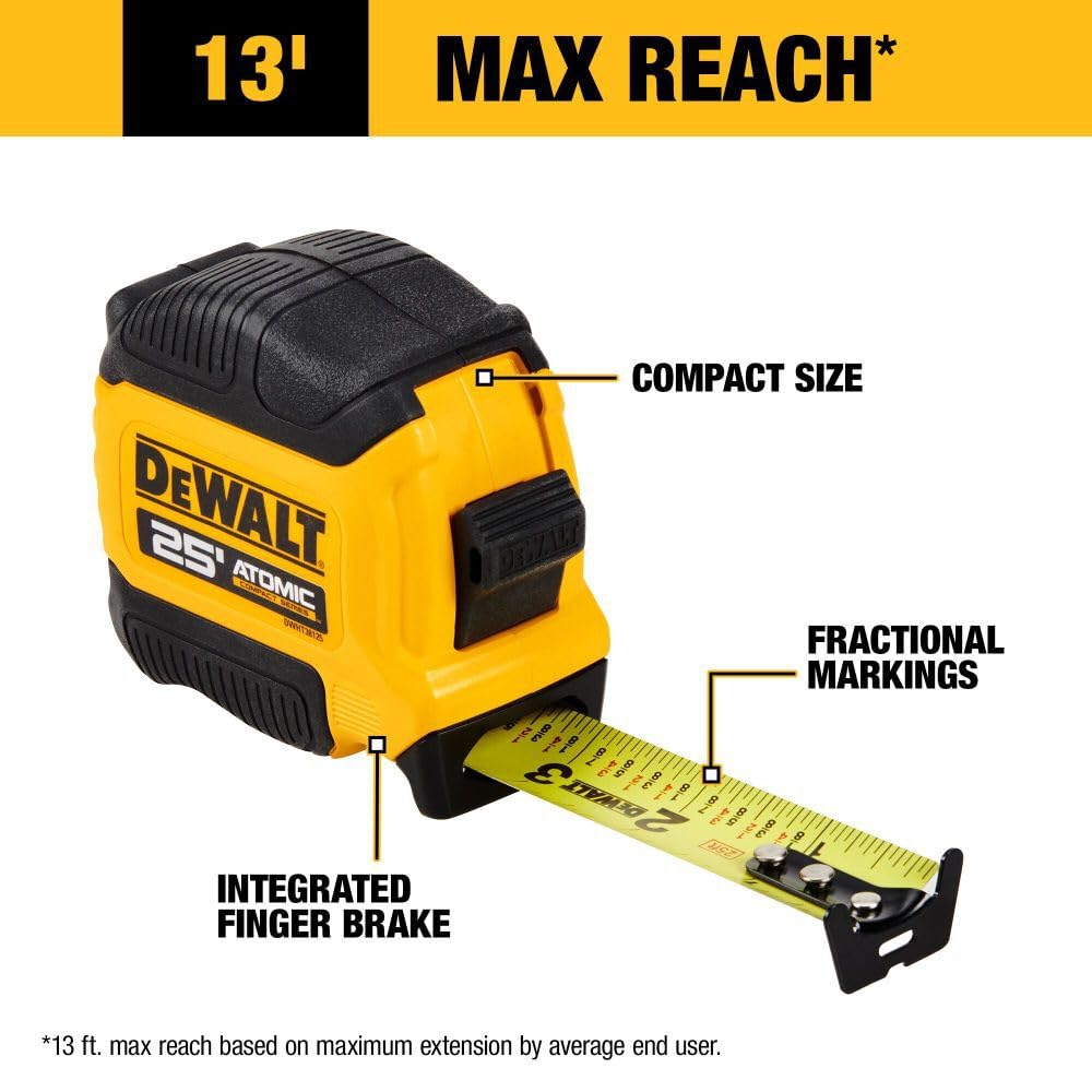 DEWALT Atomic Compact Series 25 ft. Tape Measure (DWHT38125S)