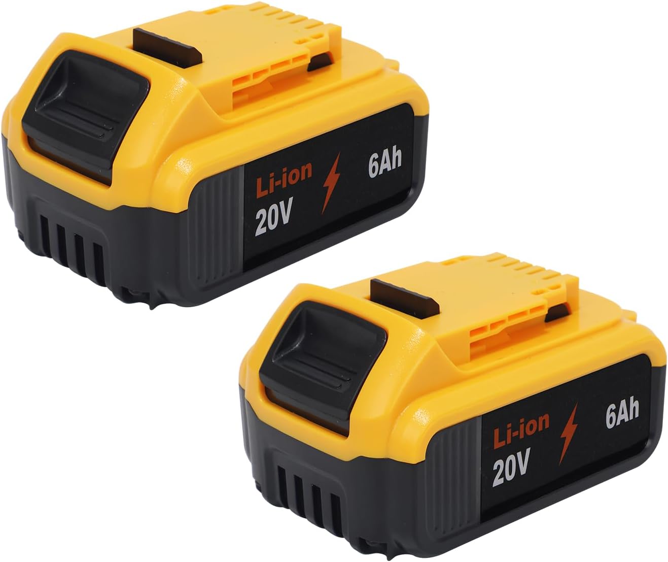 【2-Pack for DeWalt 20V 6Ah Lithium Battery】 Dual High-Capacity Rechargeable Batteries with LED Indicator, Compatible with DeWalt 20V MAX Tools & Chargers (DCB200/DCB204/DCB206 etc)