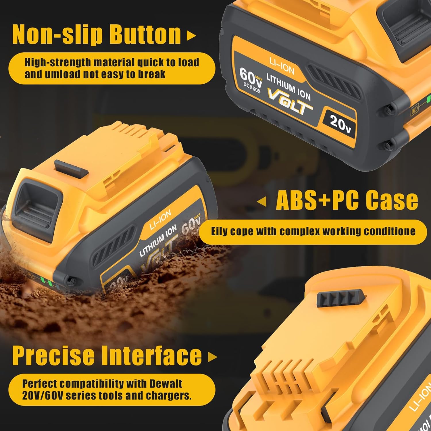 2Pack 9.0Ah Replacement for DeWalt FlexVolt 20V/60V Max Battery DCB606 DCB609 DCB612 Compatible with Dewalt Flexvolt 20V/60V Power Tools