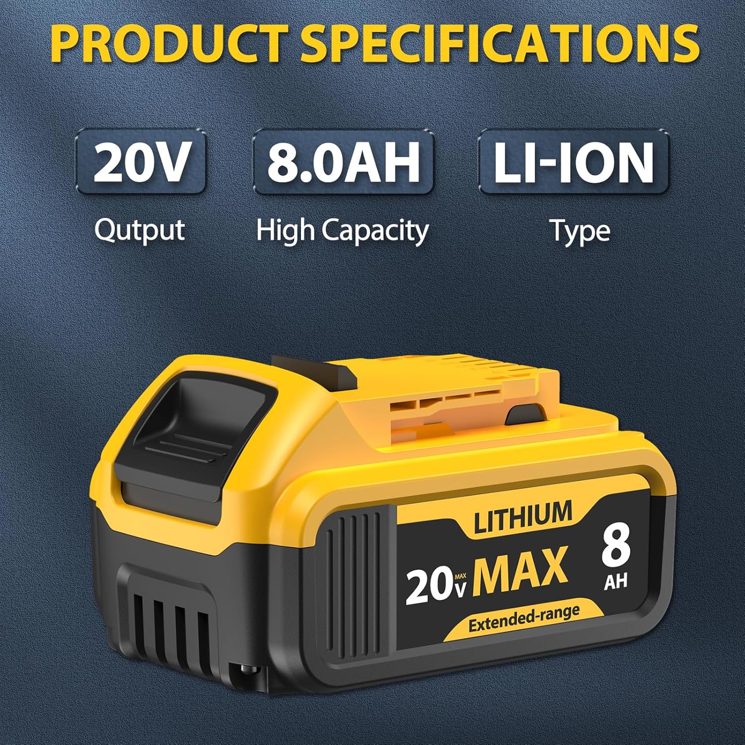 4-Pack 8000mAh Replacement for DeWalt 20V Max Battery- Compatible with DCB206 DCB200 DCB201 DCB207 DCB203 DCB205, Fits 20V Battery Lithium ion Tools & Original Chargers